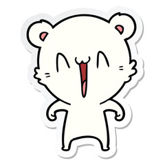 sticker of a happy polar bear cartoon