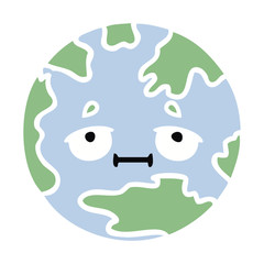 flat color retro cartoon planet earth