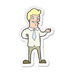 sticker of a cartoon salesman