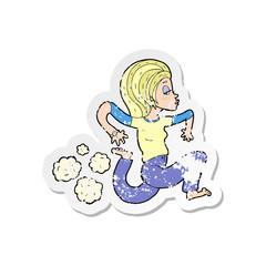 retro distressed sticker of a cartoon running woman
