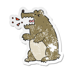 retro distressed sticker of a cartoon bear