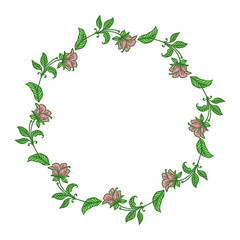 Fototapeta premium Vector illustration art pattern frame flower yellow and flower pink hand drawn