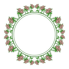Vector illustration pink flower frames bloom for card hand drawn