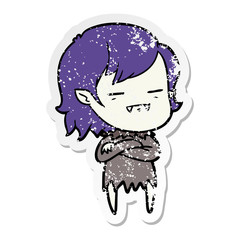 distressed sticker of a cartoon undead vampire girl