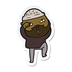 sticker of a cartoon happy bearded man