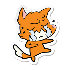 sticker of a crying fox cartoon dancing