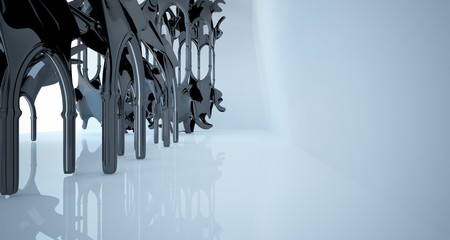 Abstract white and black gothic smooth interior. 3D illustration and rendering.