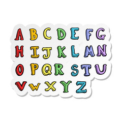 sticker of a cartoon alphabet