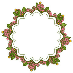 Vector illustration various shape pink flower frames blooms hand drawn