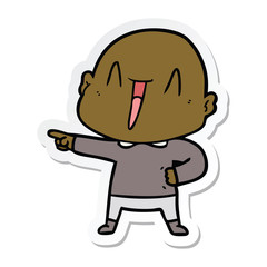 sticker of a happy cartoon bald man