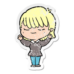 distressed sticker of a cartoon woman