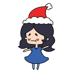 christmas cartoon of kawaii girl