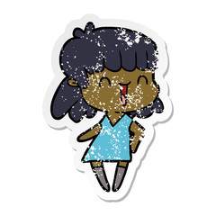 distressed sticker of a cartoon woman