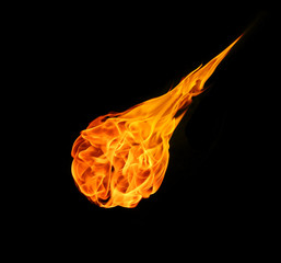 abstract ball fire or comet flames on black background