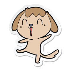 sticker of a happy cartoon dog