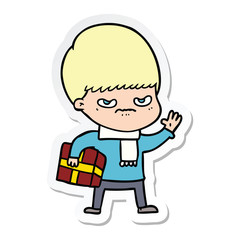 sticker of a annoyed cartoon boy