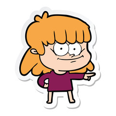 Obraz na płótnie Canvas sticker of a cartoon girl smiling