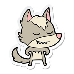 sticker of a friendly cartoon wolf