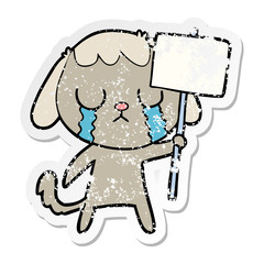 distressed sticker of a cute cartoon dog