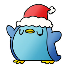 christmas gradient cartoon of kawaii penguin