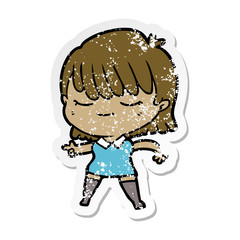 distressed sticker of a cartoon woman
