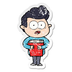 Obraz premium distressed sticker of a cartoon staring man