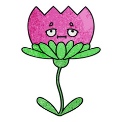 retro grunge texture cartoon flower