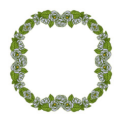 Vector illustration pink and violet flower frames blooms for invitation card hand drawn