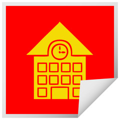 square peeling sticker cartoon town house