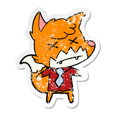 distressed sticker of a cartoon dead fox