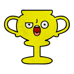 retro grunge texture cartoon trophy
