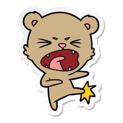 sticker of a angry cartoon bear