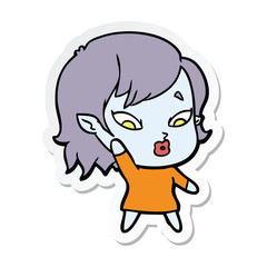 sticker of a cute cartoon vampire girl