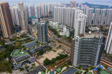 Fototapeta na wymiar Aerial view of Hong Kong residential city
