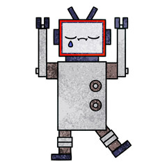 retro grunge texture cartoon robot