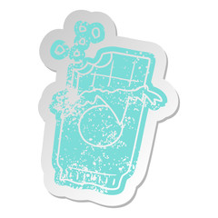 distressed old sticker of a bar of chocolate