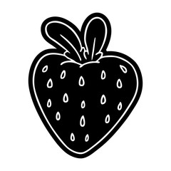 cartoon icon drawing of a fresh strawberry