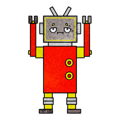 retro grunge texture cartoon robot