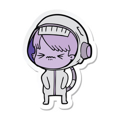 sticker of a angry cartoon space girl