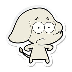 sticker of a cartoon unsure elephant