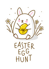 Cute Easter rabbit with color egg