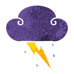 quirky retro illustration style cartoon thunder cloud