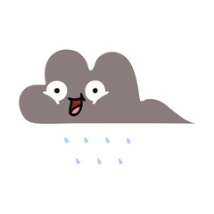 flat color retro cartoon storm rain cloud