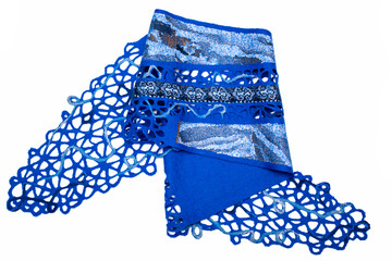 Female scarf of felted wool on white background