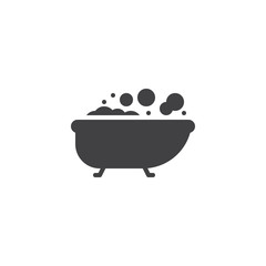 Bath with bubbles vector icon. filled flat sign for mobile concept and web design. Bathtub glyph icon. Symbol, logo illustration. Pixel perfect vector graphics