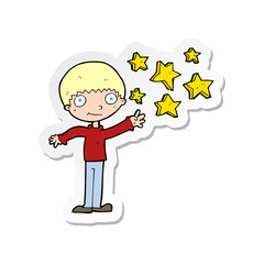 sticker of a cartoon excited boy