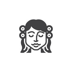 Make-up woman face vector icon. filled flat sign for mobile concept and web design. Woman with curlers glyph icon. Symbol, logo illustration. Pixel perfect vector graphics