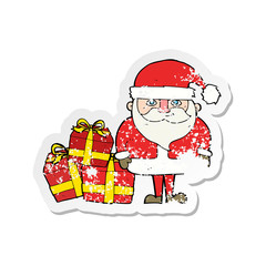 retro distressed sticker of a cartoon santa claus