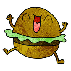 quirky hand drawn cartoon happy burger
