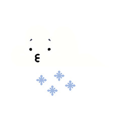 flat color retro cartoon snow cloud